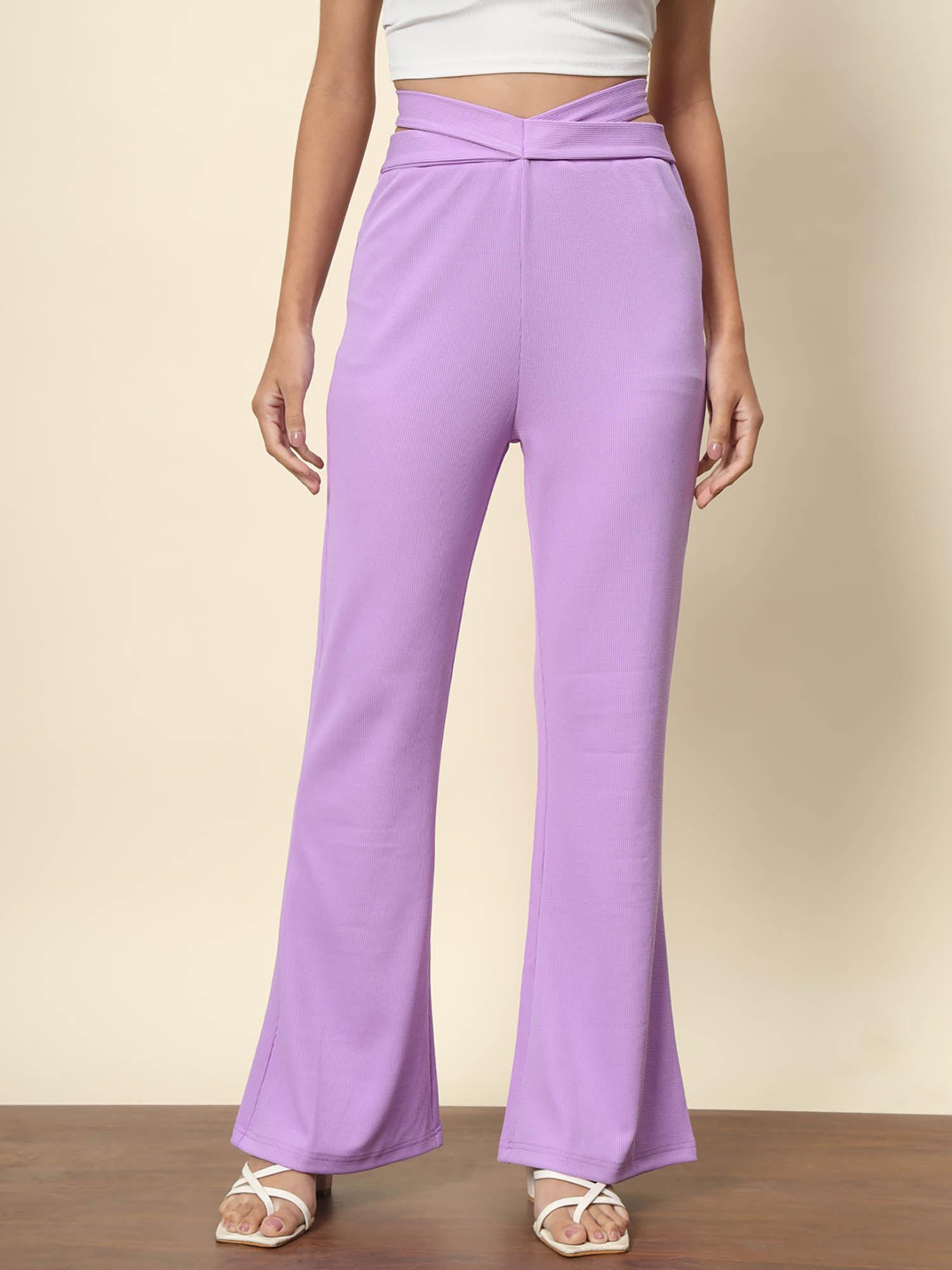 lilac bell bottom trouser