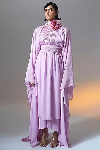 lilac chiffon asymmetrical kaftan dress