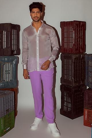 lilac chiffon printed shirt