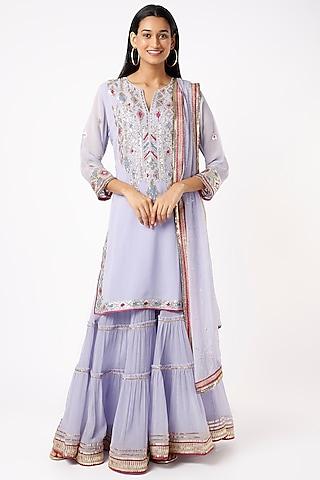 lilac chiffon sharara set