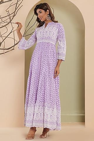 lilac chikankari anarkali set