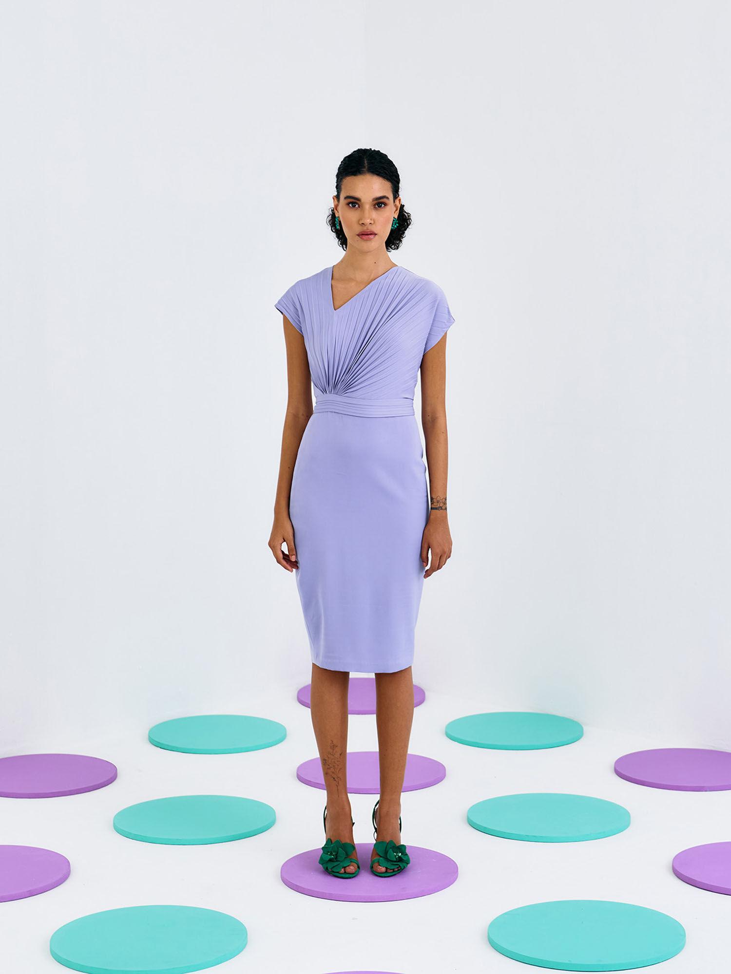 lilac classic pleated dress