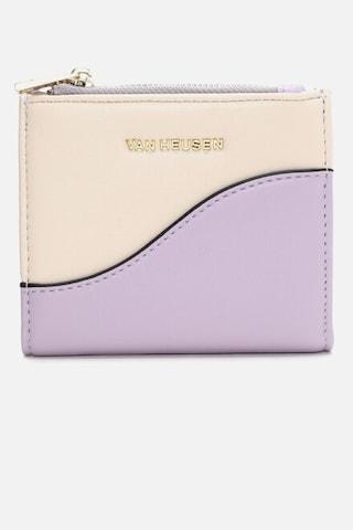 lilac color block casual leather women wallets