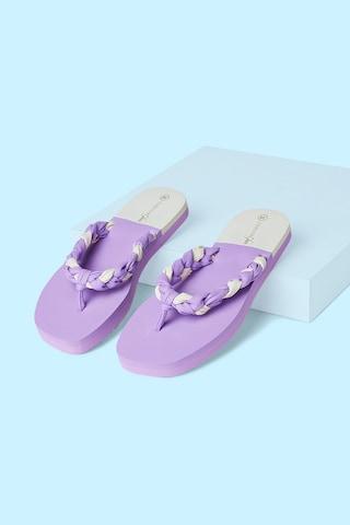 lilac color block strap casual women flip flops