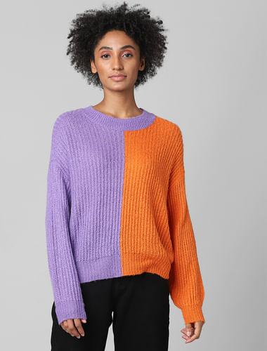 lilac colourblocked pullover