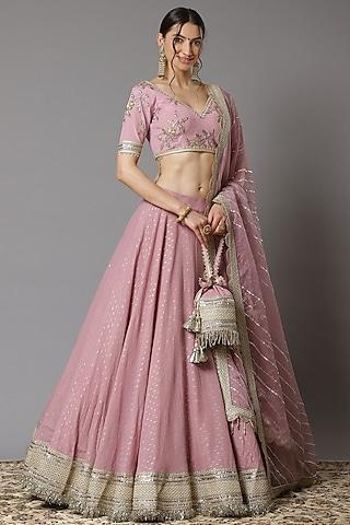 lilac cotton chanderi lehenga set