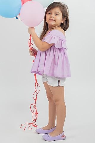 lilac cotton dobby top for girls