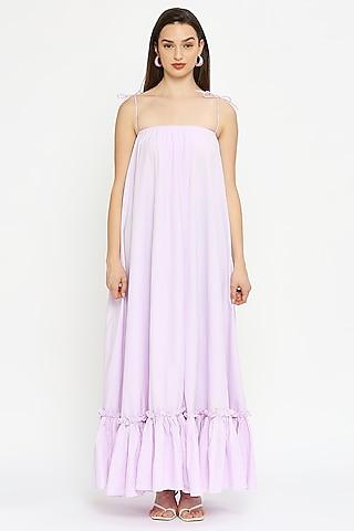 lilac cotton flared dress