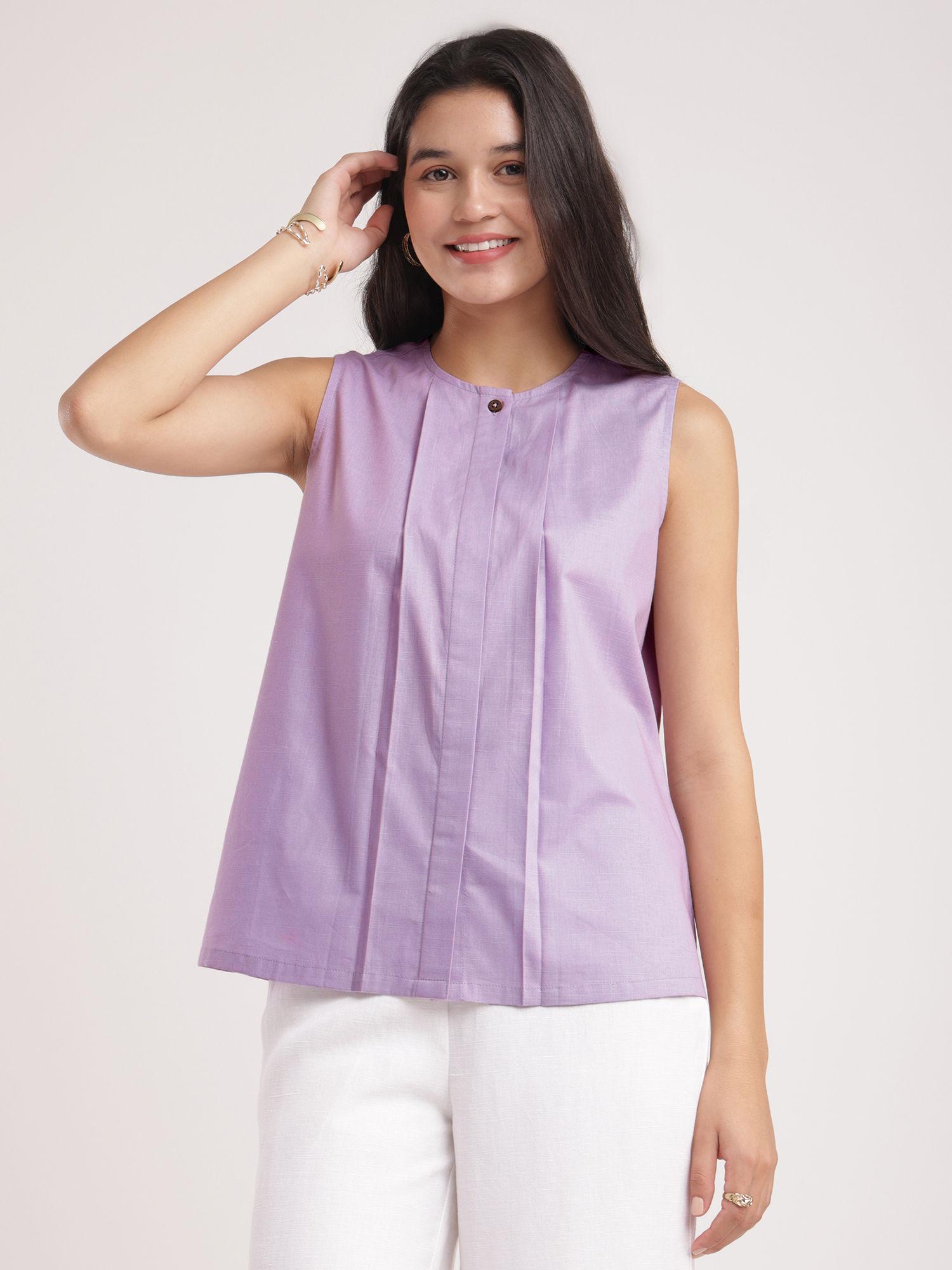 lilac cotton linen top