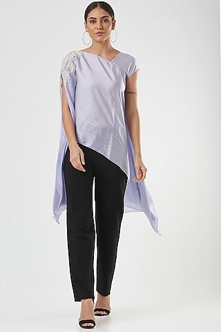 lilac cotton satin asymmetrical tunic