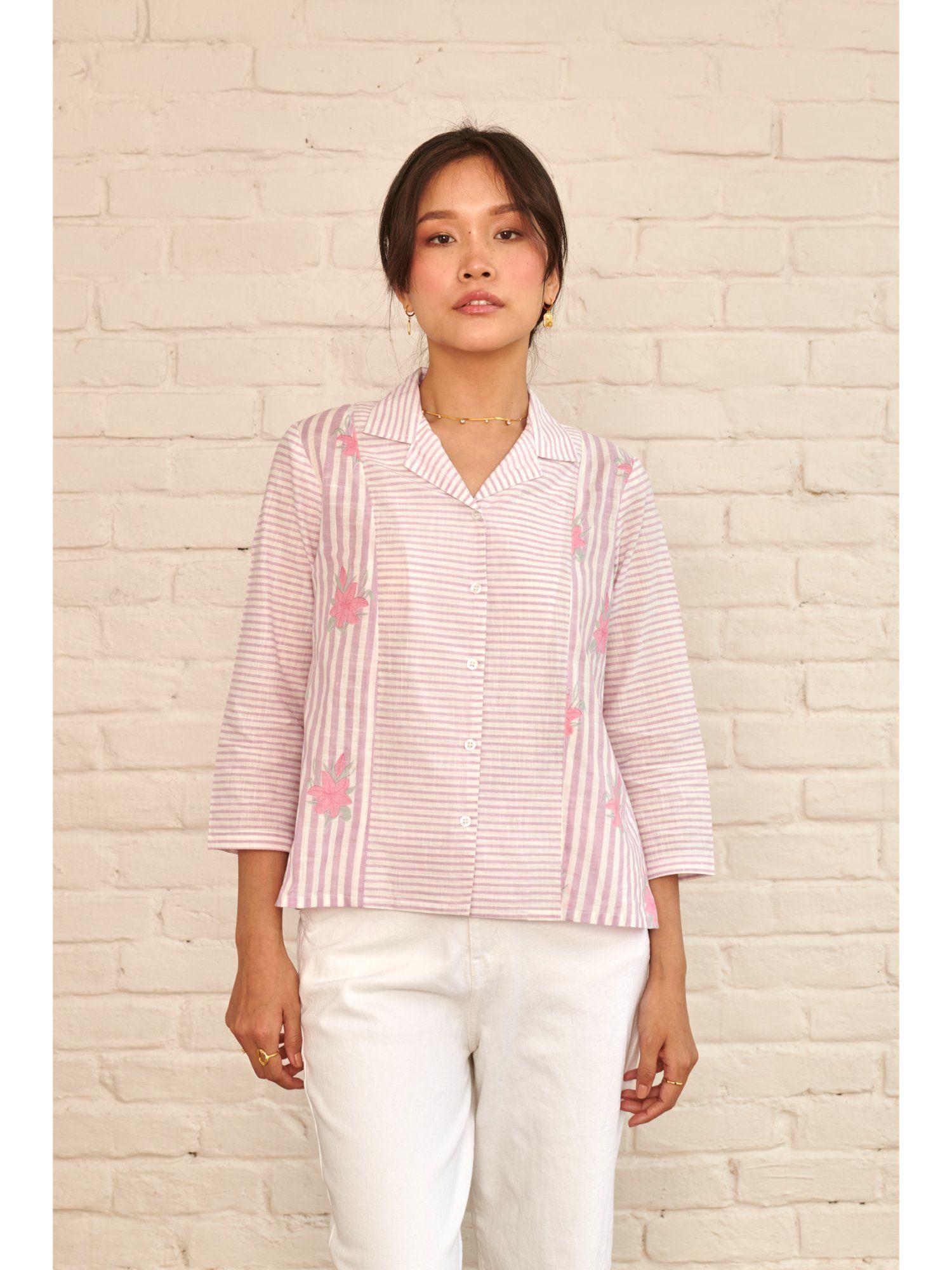 lilac daffodil paneled shirt