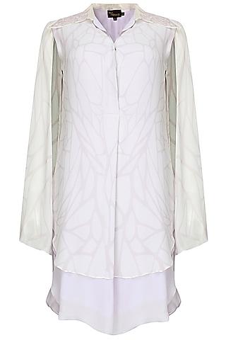 lilac double layer digitally printed shirt dress