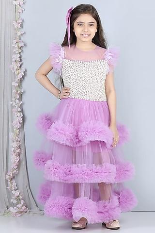 lilac embellished dress for girls