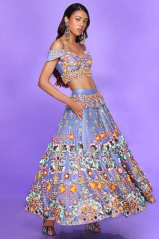 lilac embellished half lehenga set