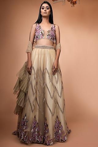 lilac embellished lehenga set