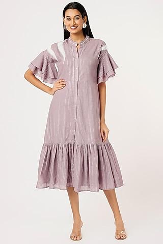 lilac embroidered a-line dress