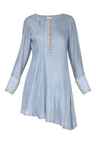 lilac embroidered asymmetric tunic