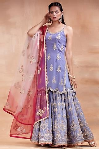 lilac embroidered gharara set