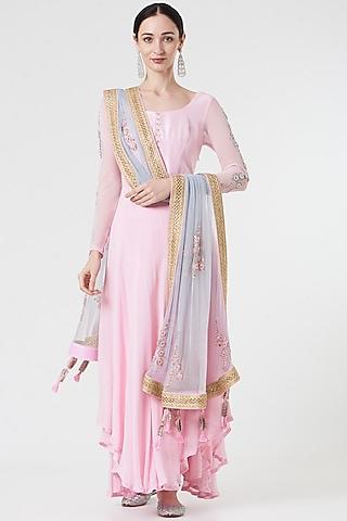 lilac embroidered kurta set