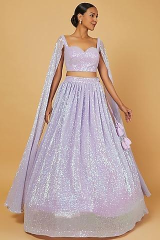 lilac embroidered lehenga set