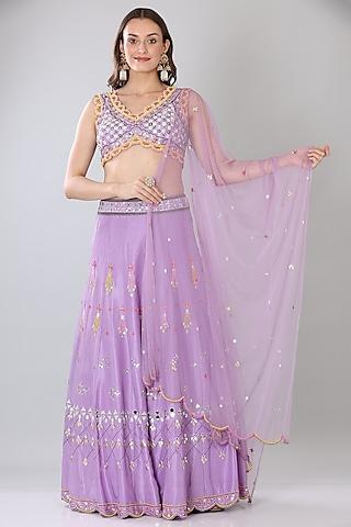 lilac embroidered lehenga set