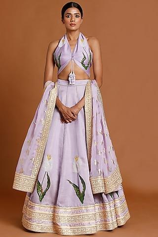 lilac embroidered lehenga set