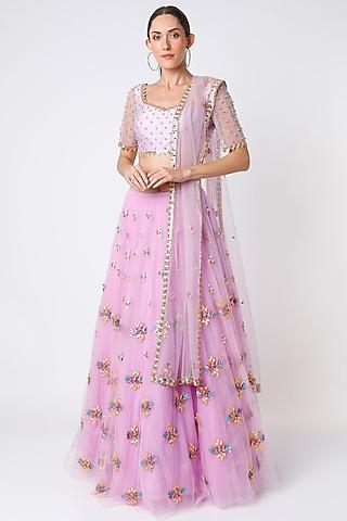 lilac embroidered lehenga set