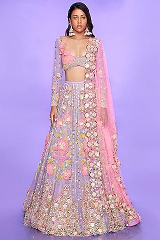 lilac embroidered lehenga set