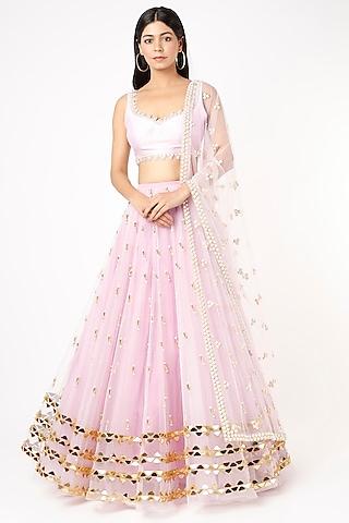 lilac embroidered lehenga set