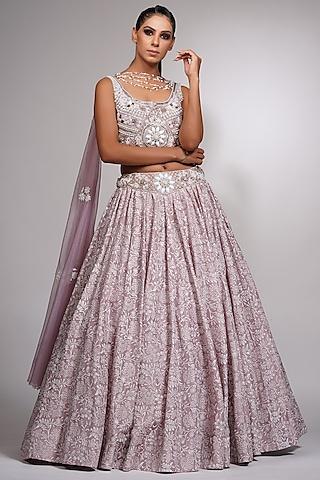 lilac embroidered lehenga set