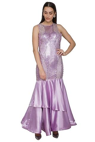 lilac embroidered mermaid gown