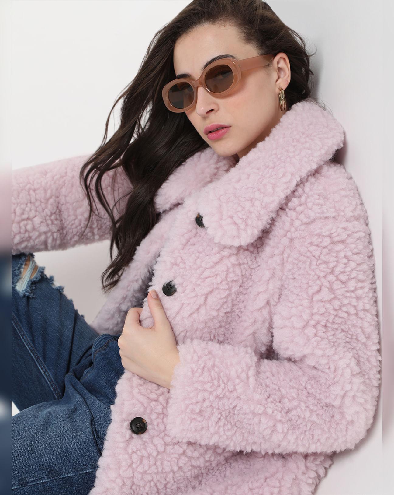 lilac faux fur jacket