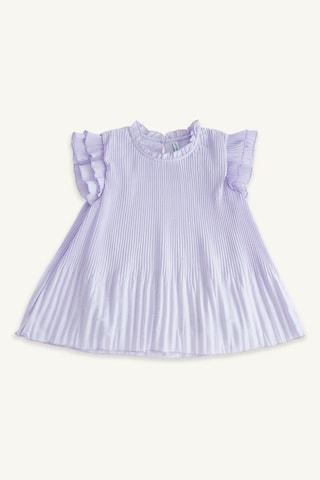 lilac glitter casual sleeveless round neck girls regular fit top