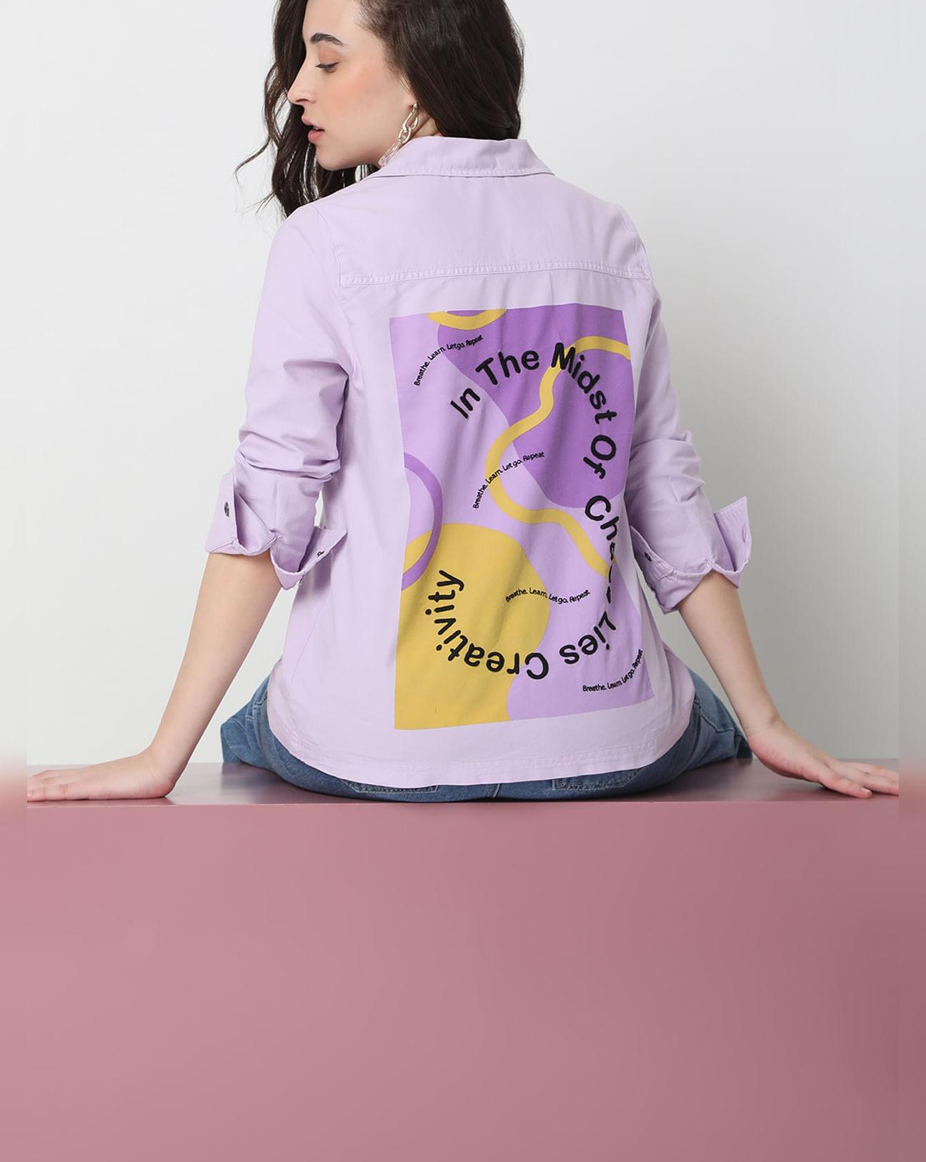 lilac graphic print shirt