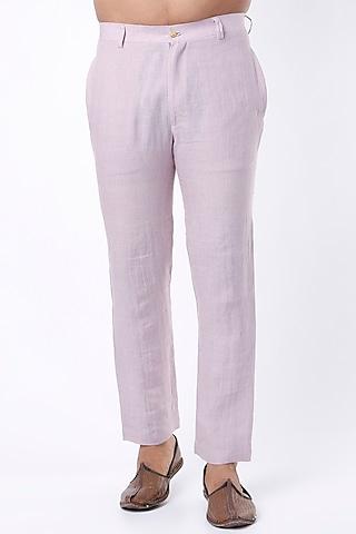 lilac handwoven linen trousers