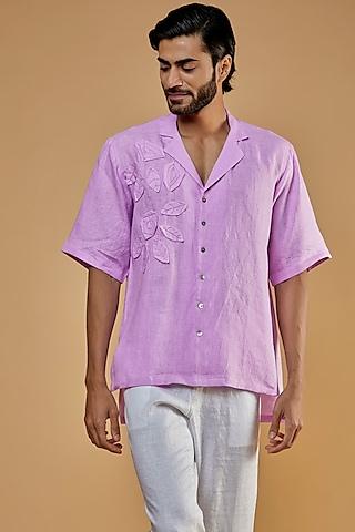 lilac hemp embroidered shirt