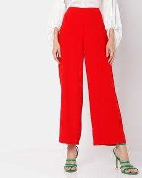 lilac high-rise flat-front pants