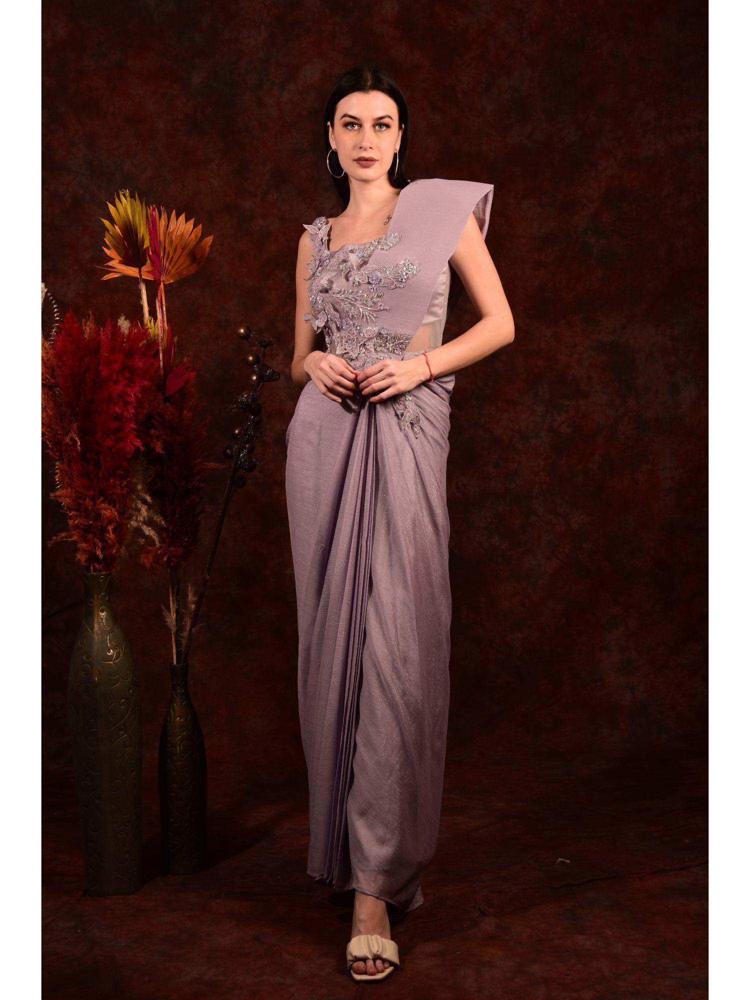 lilac indo western gown