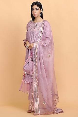 lilac kota hand painted kurta set