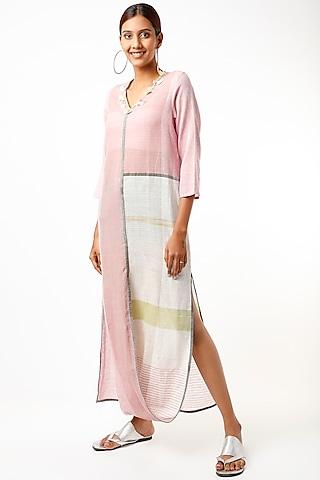 lilac kunbi handloom cotton draped kurta