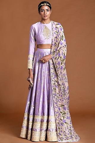 lilac lehenga set with embroidery