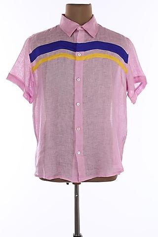 lilac linen collar shirt