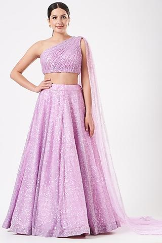 lilac net lehenga set