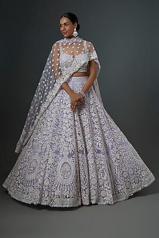 lilac organza embellished lehenga set