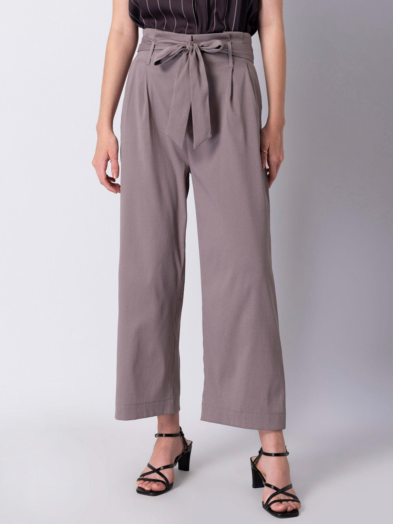 lilac paperbag high waist belted trousers (set of 2)