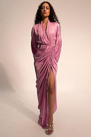 lilac-pink modal satin dress