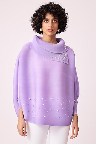 lilac polyester embellished top