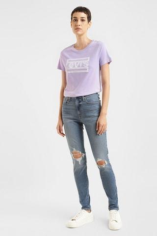 lilac print casual short sleeves crew neck women regular fit t-shirt