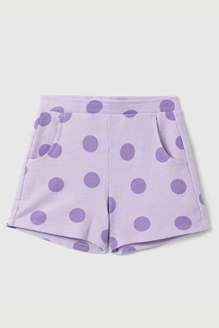 lilac print cotton girls regular fit shorts