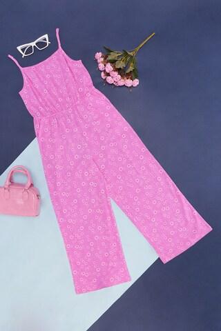 lilac print knee length  casual girls regular fit  jumpsuit